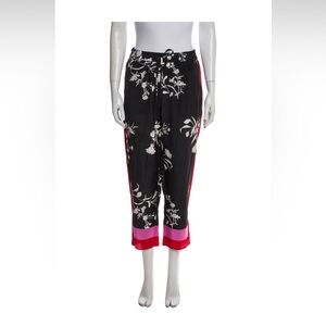 Black Joie Silk Straight Cropped Pants with Slit Pockets & Elasticized Waist